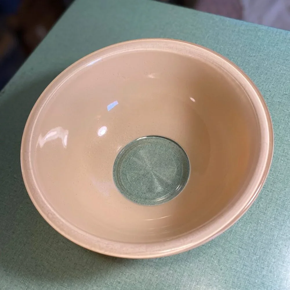 Ten Inch Glass Pyrex Peach Big Mixing Bowl